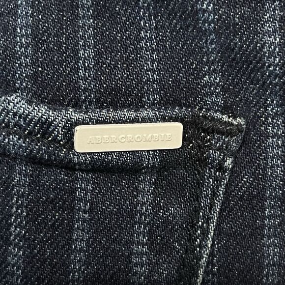 Abercrombie & Fitch Dark Blue Jean Shorts Women’s 24 Striped - Picture 6 of 17